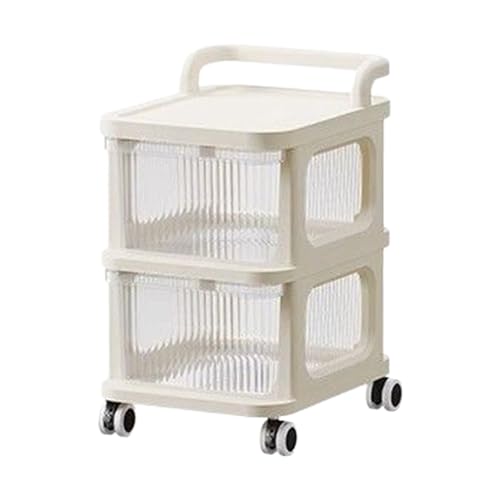 Carrito rodante multicapa con ruedas, transparente, tipo cajón, para cocina, baño y lavandería, armario de almacenamiento versátil con asa, carrito de isla portátil (A)