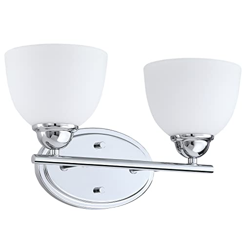 Image of Aspen Creative 62226, Two Metal Bathroom Wall Light, 15 inch Wide, Transitional Design in Chrome Vanity Fixture