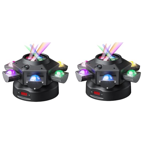 2-Pack Moving Head DJ Light, 150W LED Moving Head with Mixed Lighting Effects, 6 Arms Party Lights Support DMX-512 & Sound Activated, Stage Lights for Party Disco KTV Wedding Club