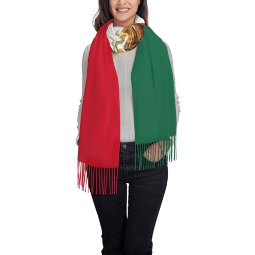 Flag of Mexico print Cashmere long velvet fringe scarf Fashion fringe shawl thermal blanket scarf
