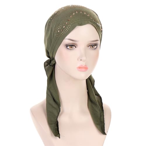 Rhinestone Turban Hats for Women Stretch Muslim Beanies Bandana Hijab Headwrap Cap Beanies Headwear Headscarf2