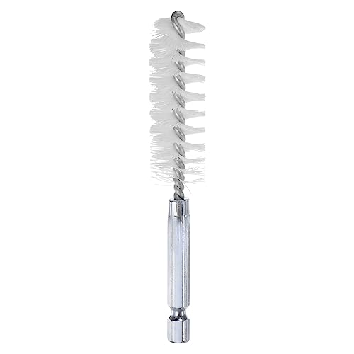 HARFINGTON Nylon Bore Brush 17mm Dia 4" Long Cleaning Twisted Wire Brush with Handle 1/4" Hex Shank for Tubes, Ports, Bearings