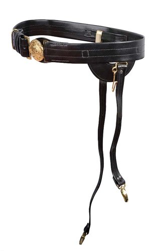 Premium Black Leather Navy Officer Ceremonial Sword Belt with Gold-Plated Buckle