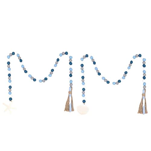 Cuentas de madera con tema del océano y borlas de estilo rústico playero en pack de 2 4