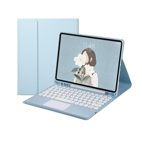 Étui iPad Pro 12,9 avec clavier rond détachable kuaijiexiaopu bleu ciel