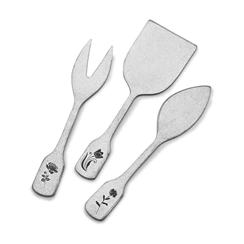 Towle Living Matte Floral 3 Piece Cheese Set