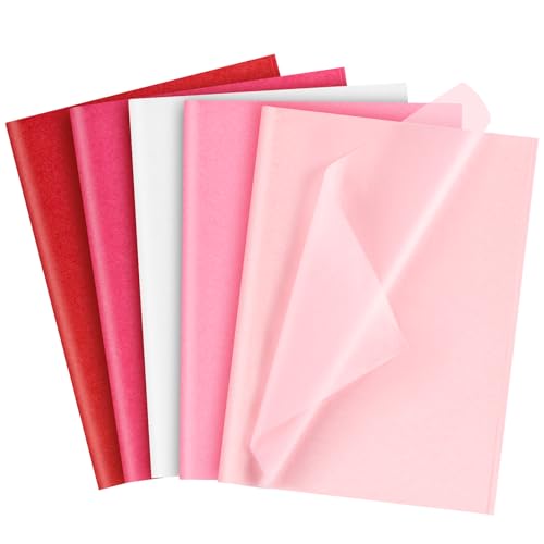 NEBURORA 60 Blatt Seidenpapier in Rot, Rosa und Weiß 35 x 50 cm Geschenkpapier zum Valentinstag Großpackung für selbstgemachte Geschenktüten, Hochzeit, Valentinstag Party Dekoration