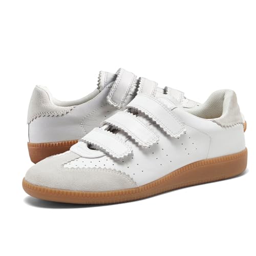White Sneakers for Women Comfortable Leather Tennis Shoes Casual Fashion Low Top Sneaker Retro Lightweight Casual Shoes