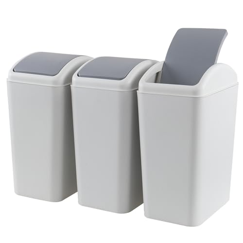 Pack de 3 canecas de basura plásticas 4.5 galones con tapa oscilante