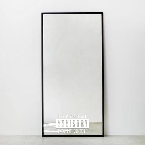 Image of Sticker for Glass & Mirrors| Minimal Vinyl Decal for Bedroom Bathroom & Cafe | Self-Adhesive Waterproof Quote Mirror Sticker | Aesthetic Decals (Parental Advisory, Large, Matt White)