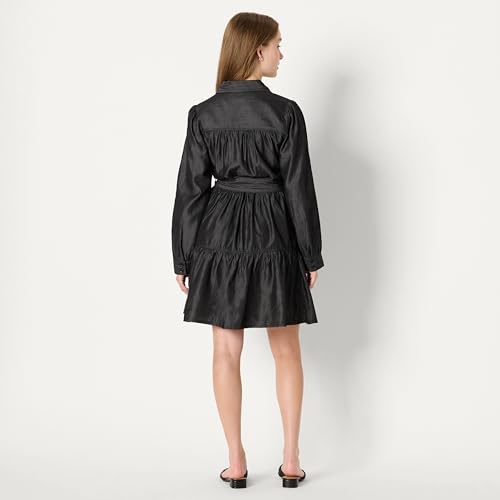 Image of Amazon Essentials Women's Regular-Fit Denim Chambray Long-Sleeve Dress