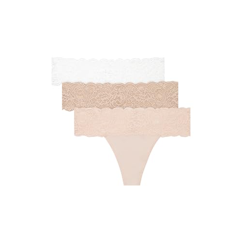 Image of Maidenform Women's Underwear Thongs Pack, 3-Pack, Thong Lace Underwear Women Pack, Sexy Wedding Lace Panties for Women
