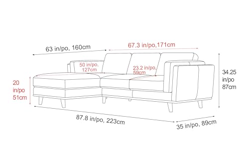 Image of Valencia Artisan Full Leather Sofa - Left Chaise Sectional Couch - Pure Full Italian Nappa Leather Couch, Solid Wood Accent and Ultimate Comfort, Black