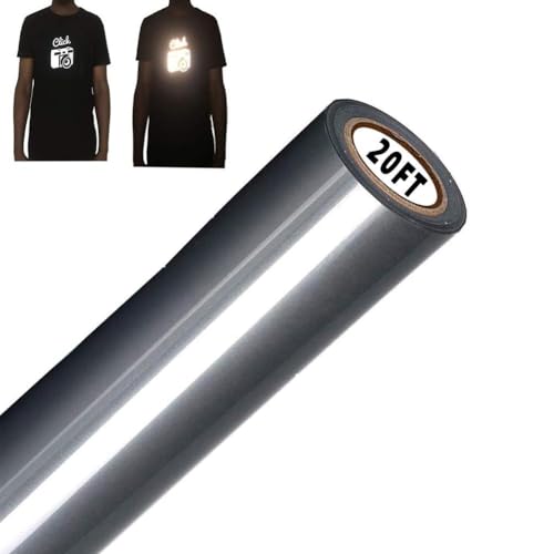 Image of FUNKAKA Heat Transfer Vinyl Reflective Dark Gray HTV Roll, 12 inch x 20ft Iron on Vinyl for All Cutter Machine, Reflective HTV Vinyl for T-Shirts Easy to Cut & Weed for Heat Vinyl DIY Design