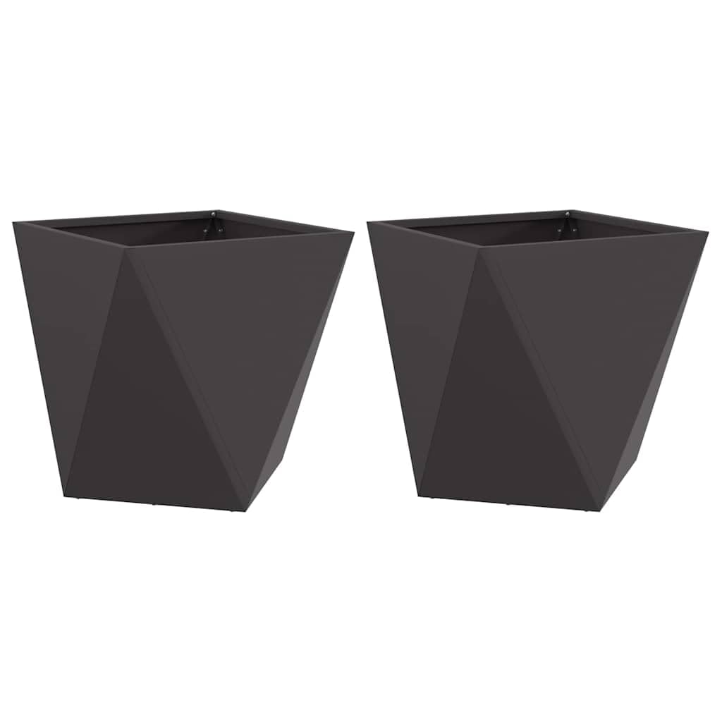 Pflanzkübel Schwarz 2er Set 50x50x50 cm aus Stahl Modernes Gartenregal für Balkon Terrasse und Außenbereich Robustes Design für große Blumentöpfe und Sträucher