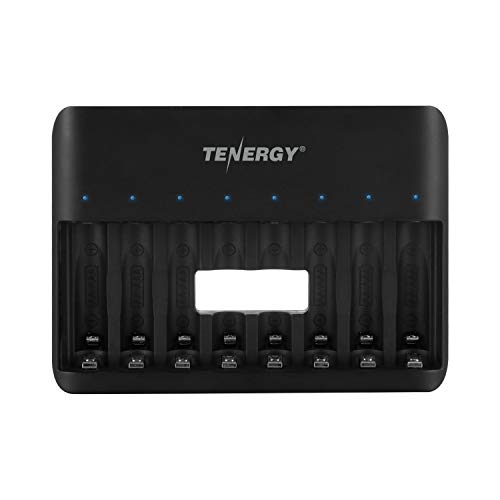Tenergy TN477U 8-Bay Fast Charger for AA/AAA Ni-MH Rechargeable Batteries with Micro USB