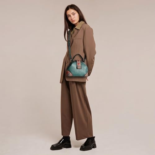 Image of EXOTIC Zenvira Artisan Satchel Bag with Embroidered Detailing, Structured Silhouette, Detachable Sling Strap Purse