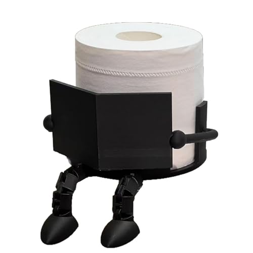 3D Printed Toilet Paper Holder Reading Companion Decorative Tissue Roll Stand Hygienic Paper Organizer Functional Home Decor Innovative Bathroom Accessory (Black)