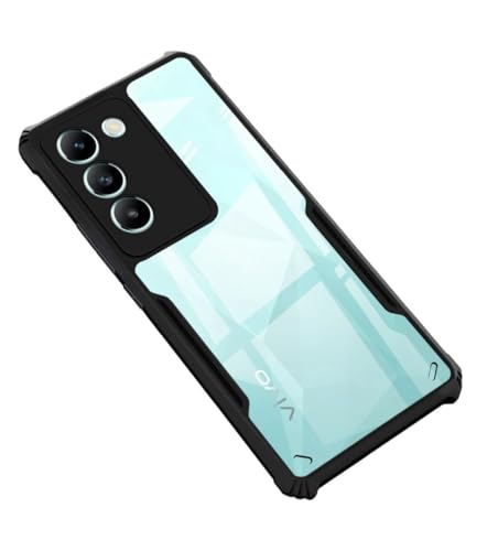 Image of BATCHONE Polycarbonate Shockproof Cover Case Compatible for Vivo T3 5G 360 Degree Protection /Transparent Back Case (Black Bumper) (Pack of 1)