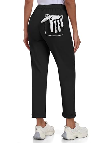 MoFiz Women's Golf Pants Stretch Work Ankle Pant Elastic Waist Business Dress Pant with Zipper Pockets for Casual Travel Wear2