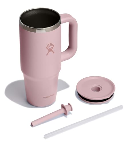 Image of Hydro Flask Travel Tumbler with Handle, Lid and Straw - Insulated Stainless Steel in 24 Oz Tonal Trillium
