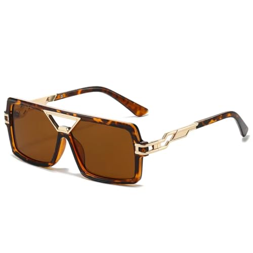 Lunettes de soleil carrées double pont rétro mixtes avec protection UV400
