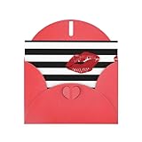 Grußkarten mit rotem Mund, bedruckt mit schwarzen und weißen Streifen, mit Umschlägen, lustige Liebesschnalle, Perlenpapier, Umschlag, Verpackung, Urlaubsgruß