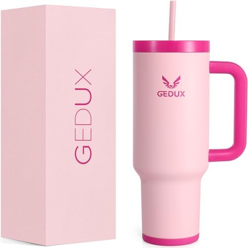 Drinking Bottle with Straw, 1.2 L, Thermal Mug with Handle, Leak-...
