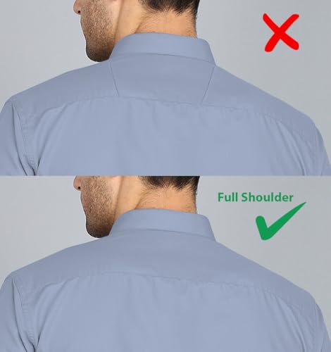 Image of MILDIN Men's Cotton Blend Solid Shirt with Spread Collared Half Sleeve Curved Hemline Button Closure Regular Fit and One Pocket | Half Sleeve Shirt for Men
