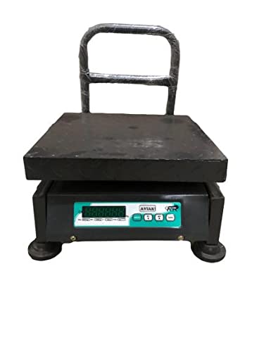 Aviary 100 kg Capacity, Digital Commercial Platform/Bench Weighing Machine Pan Size 14 x 14 inches,Black and M.S Checker Plate (New Kissan Scale)