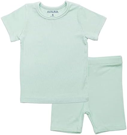 AVAUMA Newborn Baby Little Boys Girls Snug-Fit Pajamas Summer Short Sets Pjs Kids Clothes (S/Mint)
