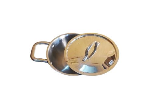 Kadai de acero inoxidable Triply con tapa, tamaño 18 miniatura 4