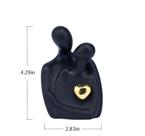 Estatua pareja abrazándose 4.29 pulg. resina negro miniatura 3