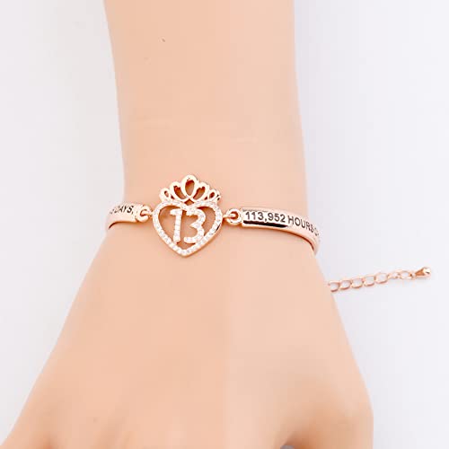 FEELMEM Sweet 13th Birthday Gifts 13 Years Old Birthday Crown Bracelet 13 Year Old Teen Gift for Girls 13 Years Old Gift3