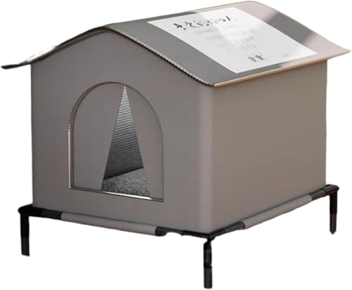 Marysea屋外用猫ハウス 子猫向けペットハウス 防水機能付き 野良猫シェルター 高床式デザイン (L)