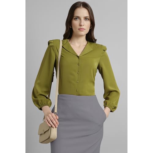 Image of Van Heusen Women Polyester Regular Fit Solid Full Sleeve Casual Shirt