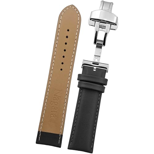 Image of DBLACK ''NAGATA3'' Leather Watch Strap with Butterfly Lock, Minimalist Design Watch Belt / / For 18mm, 20mm, 22mm, or 24mm Watch Band (Choose Your Size & Color)