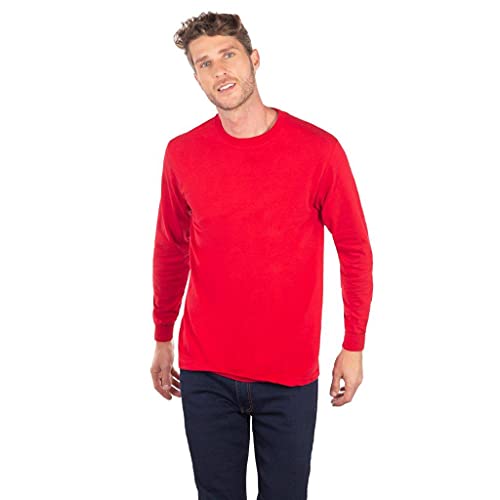 La mejor selección de Playera Roja favoritos de las personas. 42 Optima Playera Cuello Redondo Manga Larga para Hombre, Rojo, MD