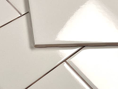 Bone - Almond Ceramic Subway Tile Glossy Finish Wall Tile, Backsplash Tile, Bathroom Tile, Vogue Brand Designed In Italy, (3'' X 6'' (Box Of 10 Sq Ft)) #TOP6