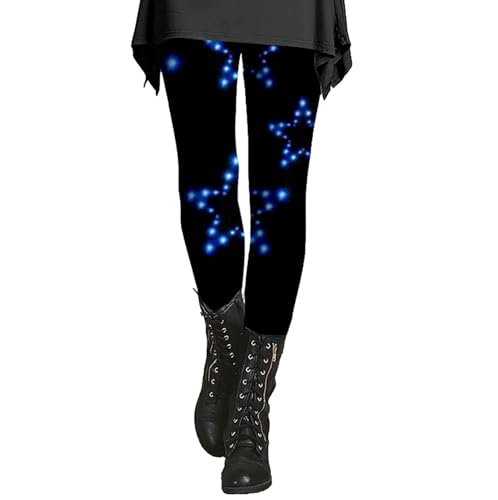 Women's Printed Sequin Sport Leggings with Soft and Slim Butt Pantalon Ancho Mujer Casual (Dark Blue, L)