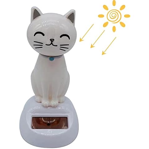 BAOK Solar Dancing Cat - Cartoon Cat Ornaments Figures Bobble Head for Car Dashboard | Small Animated Bobble Dancer Car Dashboard Decor for Kids, Boys, Girls, Children, Women, Men Cover