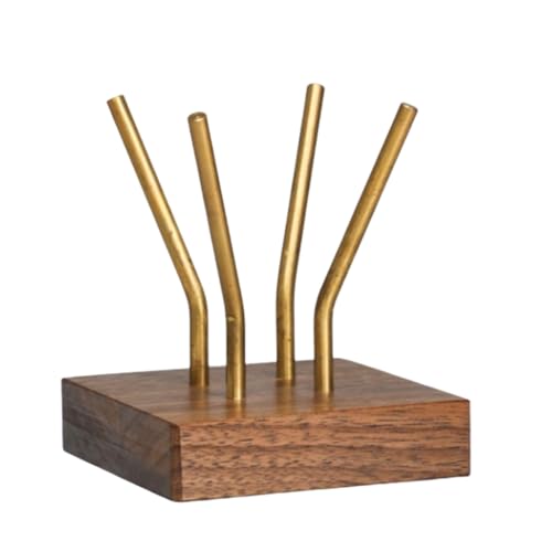TAMOSH コーヒーフィルターペーパーホルダーフィルターシェルフ銅真鍮フィルターペーパーストレージホルダー木製ベースコーヒーアクセサリーラックB