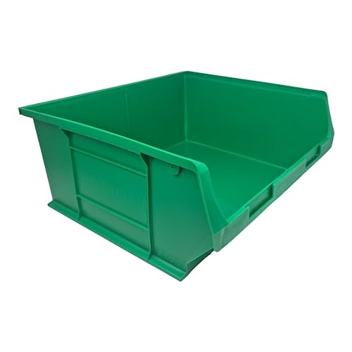 Green Storage Lin Bins | Tool Organiser Bin | Stackable Boxes for Garage | Wall Hanging Box | DIY Storage | Plastic Drawers (XL-375x420x182mm) (1 Bin)