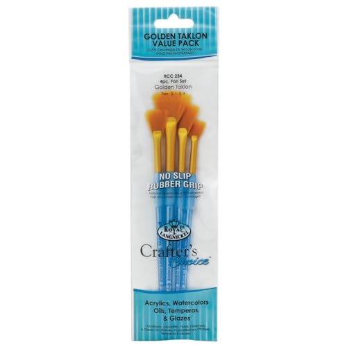 4 brushes, Gold Taklon fan set