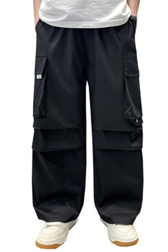 SANGTREE Boys Baggy Cargo Pants High Elastic Waist Parachute Pants with Pockets, 4-14 Years2