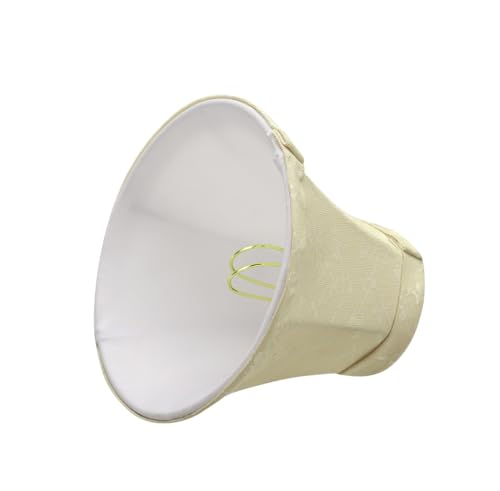 Image of Aspen Creative 30011 Small Bell Shape Chandelier Clip-On Lamp Shade, Butter Creme Checkered Pattern, 3 inch Top x 6 inch Bottom x 5 inch Slant