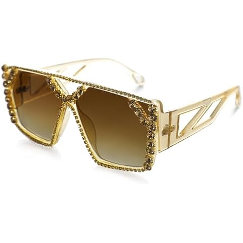 YOGFIT Oversized Square Diamond Sunglasses for Women Fashion Sparkling Crystal Retro Disco Sunglasses Cover