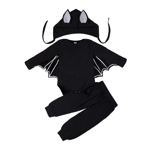 Magic Park 3M-3T Infant Baby Halloween Bat Romper Outfits Toddler Bat Clothes Kid Halloween Bodysuit T-Shirt and Pants Set