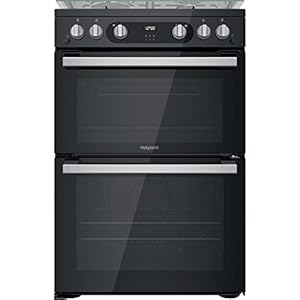 Hotpoint 60cm Double Oven Gas Cooker – Black
