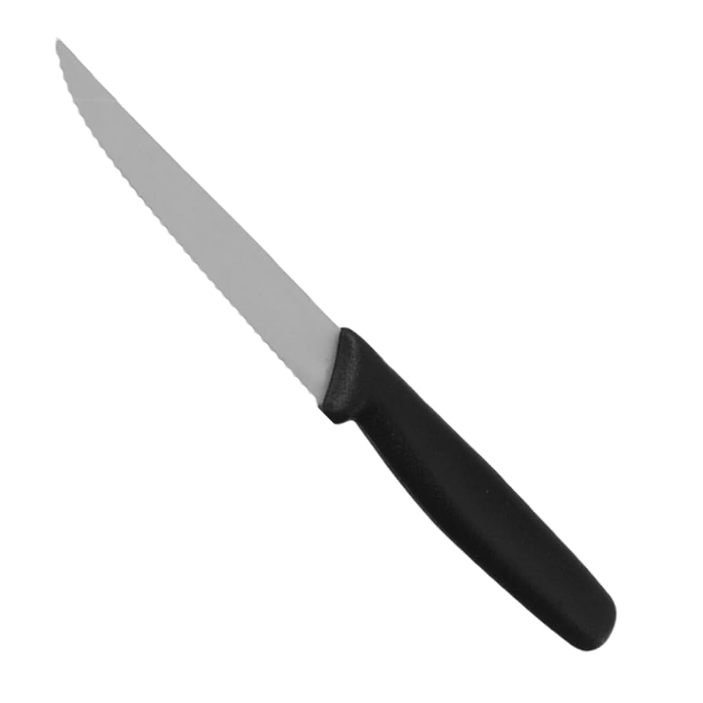 MGE - Coltello da Carne in Acciaio Inossidabile - Set di 12 Coltelli da Bistecca - Coltelli Tavola - Nero